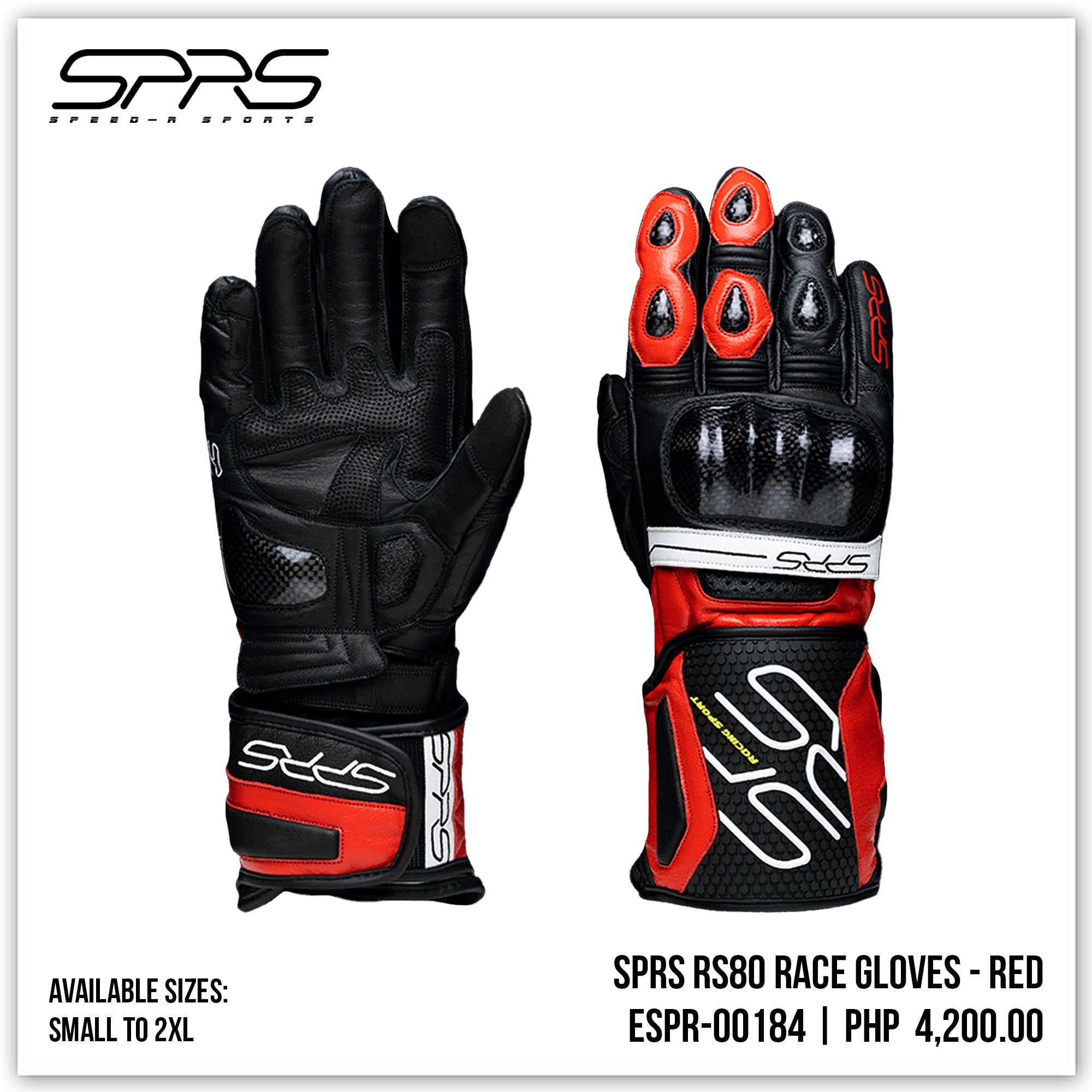 RS80 RACE GLOVES - RED